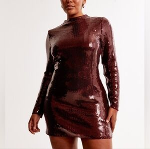 NWT Abercrombie & Fitch Burgundy Sequin Long Sleeve Dress